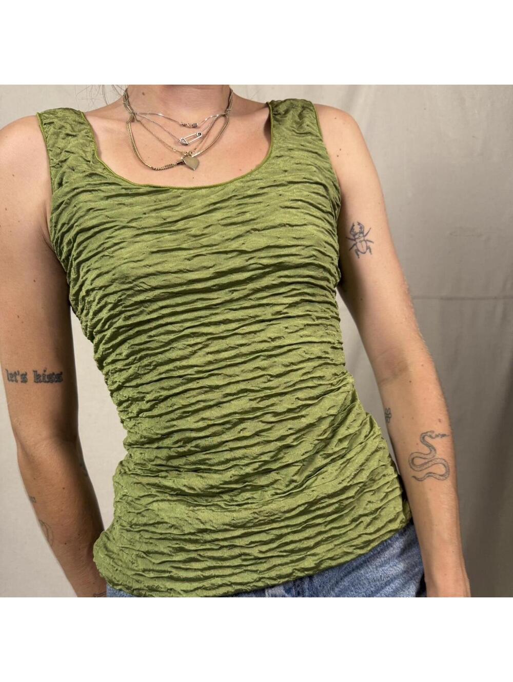 Hayley Matthews Textured Green Tank – S